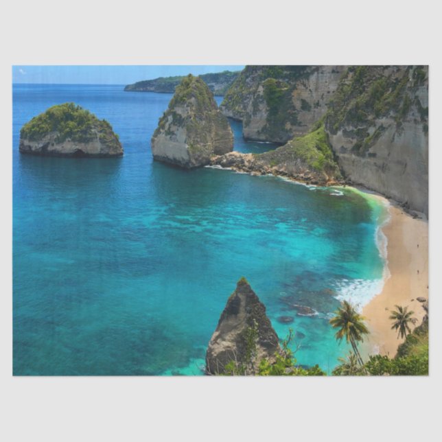 Papel De Seda Praia do Paraíso da Ilha Tropical Costeira (Frente )