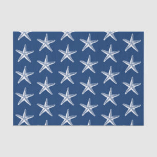 Papel De Seda Praia Estrela do Mar Azul e Branco Costeira