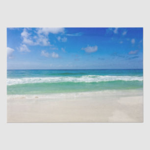 Papel De Seda Praia Fotografia Céu Azul com Ondas
