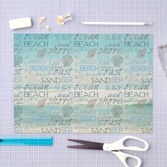 Papel De Seda Praia Surfe Areia Mar (Arte )