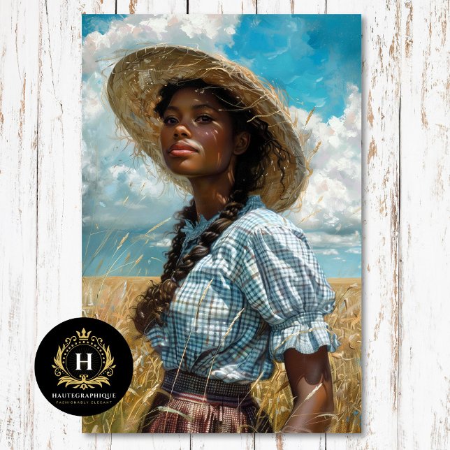 Papel De Seda Prairie Girl Braided Hair Blue Gingham Découpage (Criador carregado)