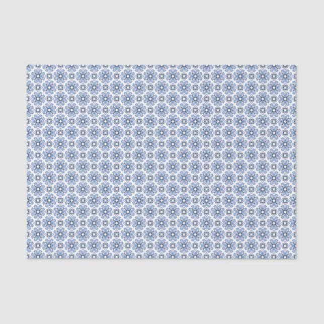 Papel De Seda Prairie Porcelain Indigo Dismal Frontier Motif (Frente )