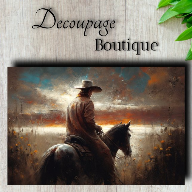 Papel De Seda Prairie Rider Decoupage (Prairie Rider Decoupage Tissue Paper)