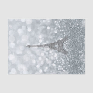 Papel De Seda Prata Brilho Sparkle Bling Torre Eiffel Festa