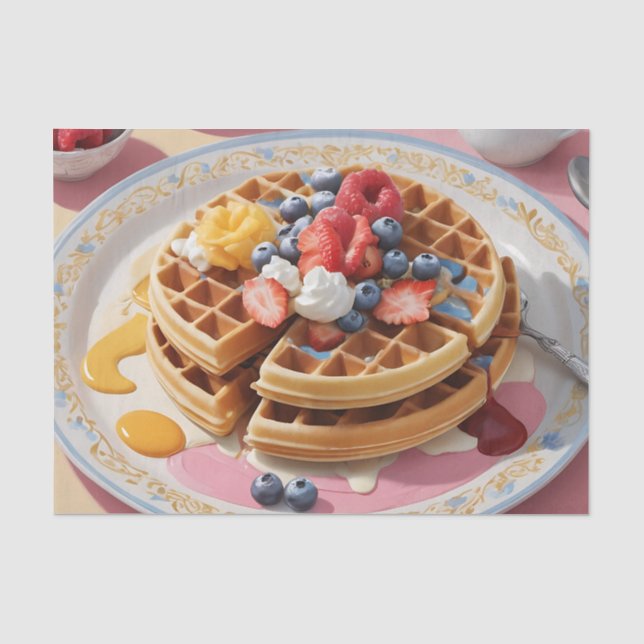 Papel De Seda Prato de Café da Manhã Waffle de Frutas Vermelhas (Frente )