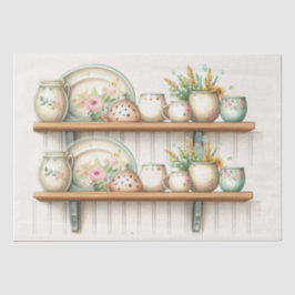 Papel De Seda Pratos de Prateleira de Cozinha Vintage Plantas La