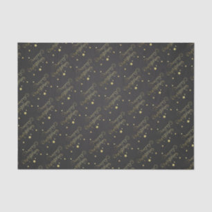Papel De Seda Precioso Dourado Merry Christmas Stars (Estrelas d