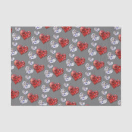 Papel De Seda Precioso Elegante Diamond Hearts