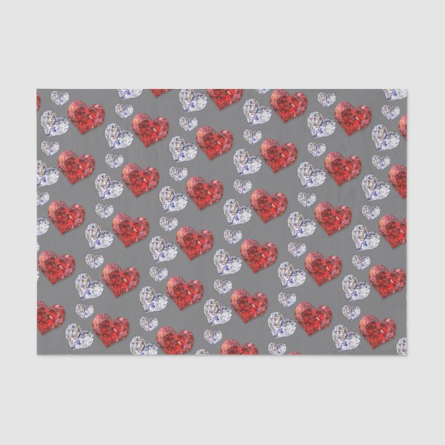 Papel De Seda Precioso Elegante Diamond Hearts (Frente )