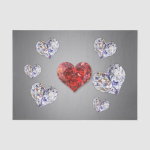 Papel De Seda Precioso Elegante Diamond Hearts