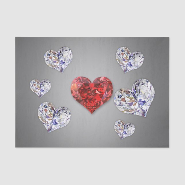 Papel De Seda Precioso Elegante Diamond Hearts (Frente )
