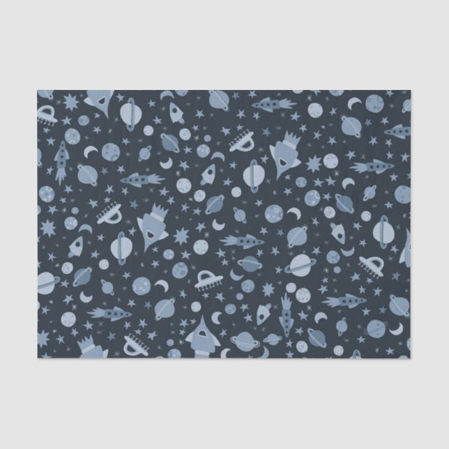 Papel De Seda Preciso De Um Presente De Padrão De OvNI De Espaço (Frente )