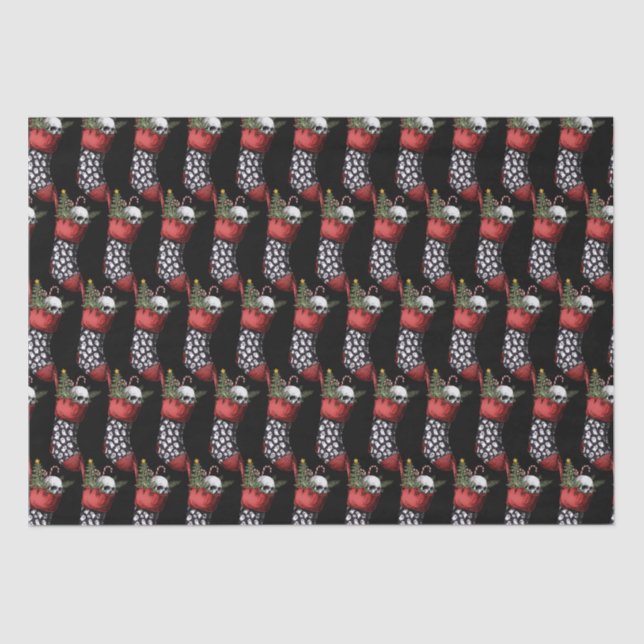 Papel De Seda Pregado do crânio gótico de Natal assustador (Frente )