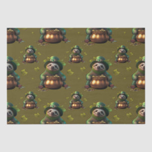 Papel De Seda preguiça de Kawaii. Engraçado Leprechaun Irlandês.