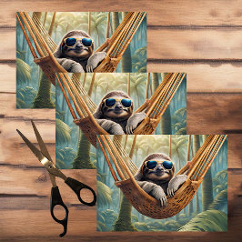 Papel De Seda preguiça engraçada com óculos de sol em uma rede,