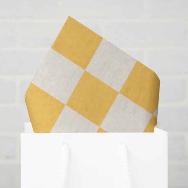 Papel De Seda Preppy Checkerboard Yellow White Mod Retro (Sacola de presentes)