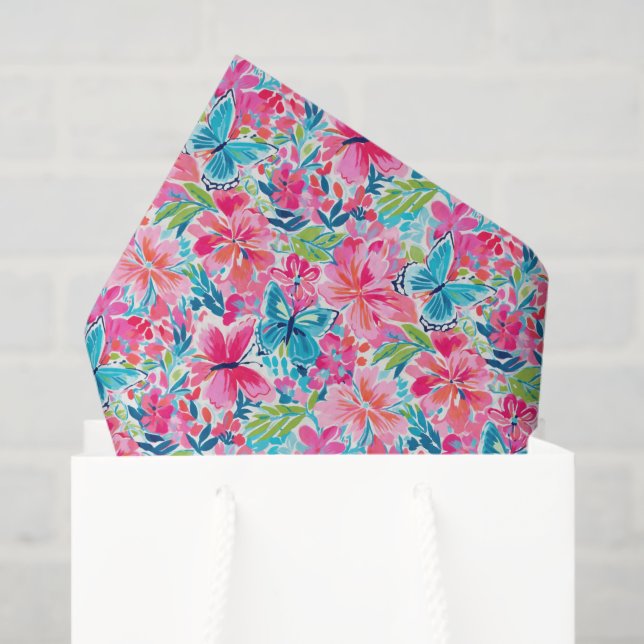 Papel De Seda Preppy Palm Beach Butterflies (Sacola de presentes)