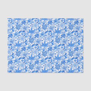 Papel De Seda Preppy Palm Beach Impressão Blue and White Flowers