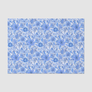 Papel De Seda Preppy Palm Beach Impressão Blue and White Flowers