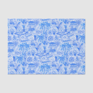 Papel De Seda Preppy Palm Beach Impressão Blue & White Animal Va