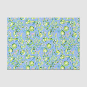 Papel De Seda Preppy Palm Beach Impressão, Limões azuis e verdes