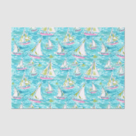 Papel De Seda Preppy Palm Beach Impressão Pastel Sailboat