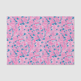 Papel De Seda Preppy Palm Beach Impressão rosa & Blue Seashells