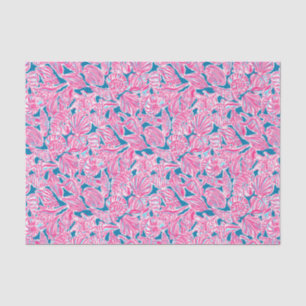Papel De Seda Preppy Palm Beach Impressão rosa & Blue Seashells