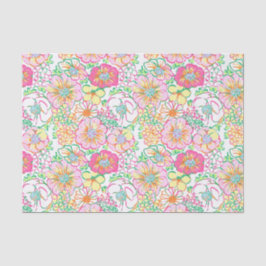 Papel De Seda Preppy Palm Beach Impressão rosa e flores amarelas