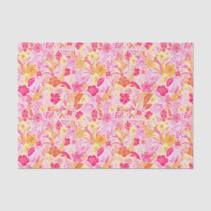 Papel De Seda Preppy Palm Beach Impressão rosa e Orange Girafas