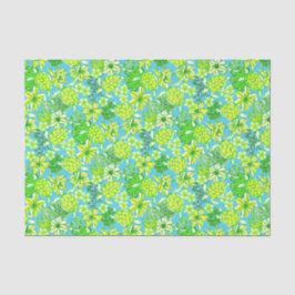 Papel De Seda Preppy Palm Beach Impressão Verde e tartarugas azu