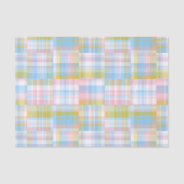 Papel De Seda Preppy Patchwork Olha Madras Pastel (Frente )