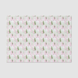 Papel De Seda Preppy Pink & Green Christmas Tree
