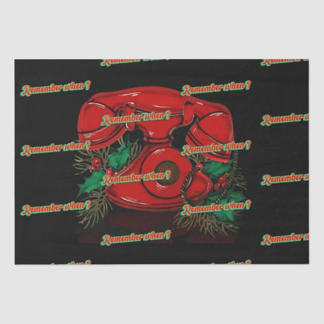 Papel De Seda Presente Antiquado de Telefone de Natal Vermelho (Frente )