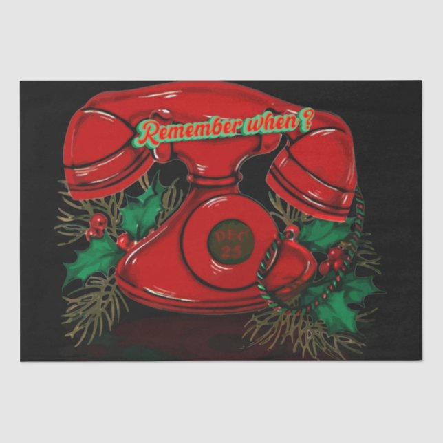 Papel De Seda Presente Antiquado de Telefone de Natal Vermelho (Frente )