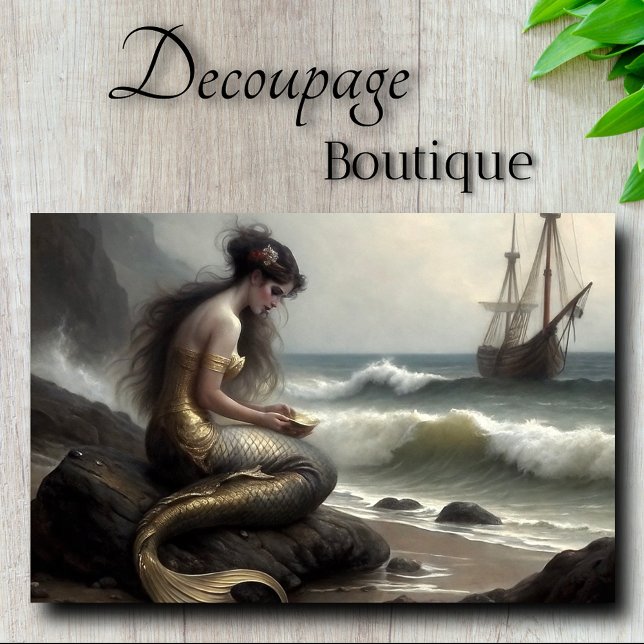 Papel De Seda Presente da Sereia para o Mar Decoupage (Mermaid's Gift to the Sea Decoupage Tissue Paper)