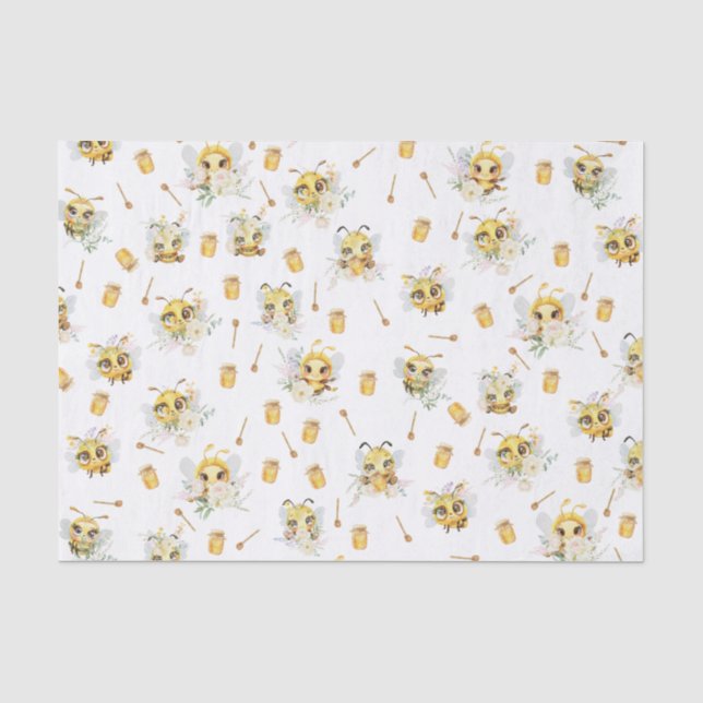 Papel De Seda Presente de Aniversário Doce para Abelha (Frente )