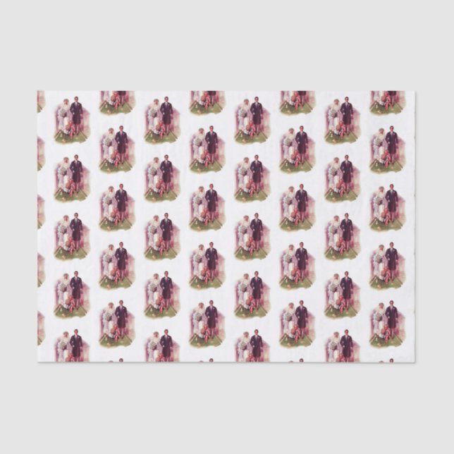 Papel De Seda Presente de Chá de Noiva Retrato de Família de Cas (Frente )