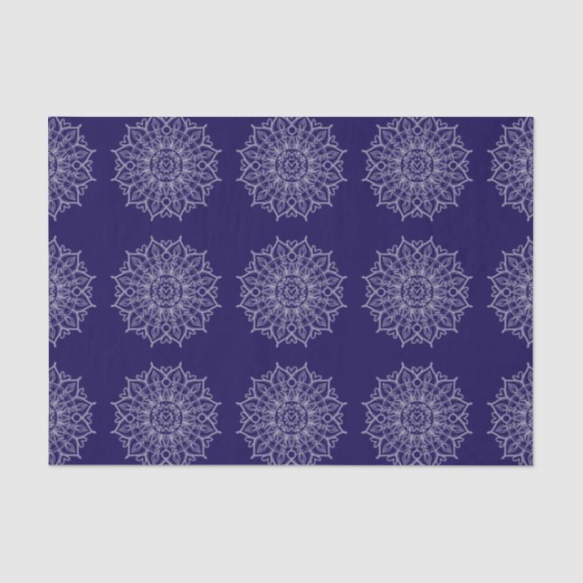 Papel De Seda Presente de Decoupage de Mandala Boho Moderno Azul (Frente )