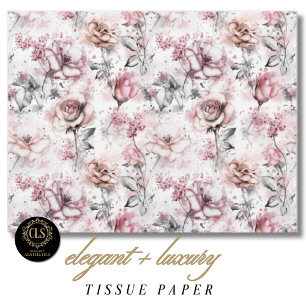 Papel De Seda Presente de Efêmera Rosa Vintage