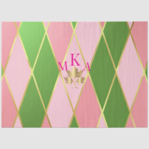 Papel De Seda Presente de Estilo Rosa e Verde Elegante