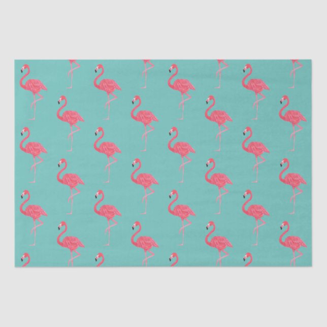 Papel De Seda Presente de moldagem de Teal e PInk Flamingo (Frente )
