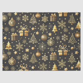 Papel De Seda Presente de Natal Dourado e negro elegante