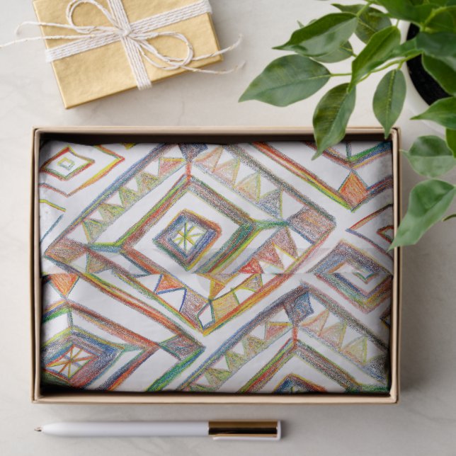 Papel De Seda Presente de Padrão Geométrico dos Diamantes de Rai (Presente)