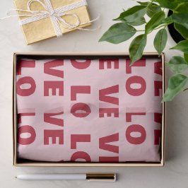 Papel De Seda Presente de Tipografia Negrita Amor Rosa e Vermelh