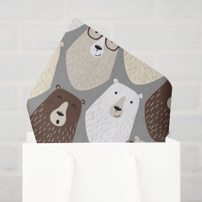 Papel De Seda Presente do Dia dos Pais com Urso Bonito, Urso do  (Sacola de presentes)