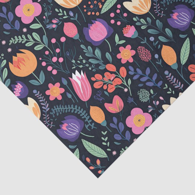 Papel De Seda Presente Floral Caprichoso Estilo Boho Ousado Retr (Detalhes)