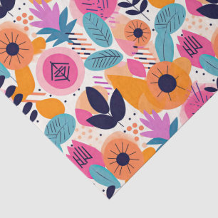 Papel De Seda Presente Floral Caprichoso no Estilo Retro Boho de