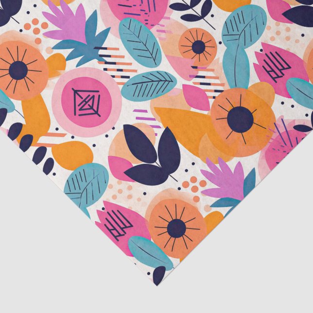 Papel De Seda Presente Floral Caprichoso no Estilo Retro Boho de (Detalhes)