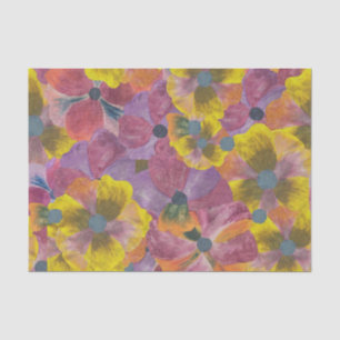 Papel De Seda Presente floral de flores aquáticas pintadas à m